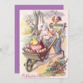 イースターバニーの雛の色卵 招待状 (正面/裏面)