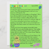 イースターバニーの雛ストライプの卵からの手紙 シーズンカード (正面)