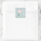 イースターバニーはステッカーを着ている スクエアシール (バッグ)