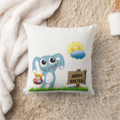 イースターバニーはハッピーイースターを願う クッション (ブランケット)