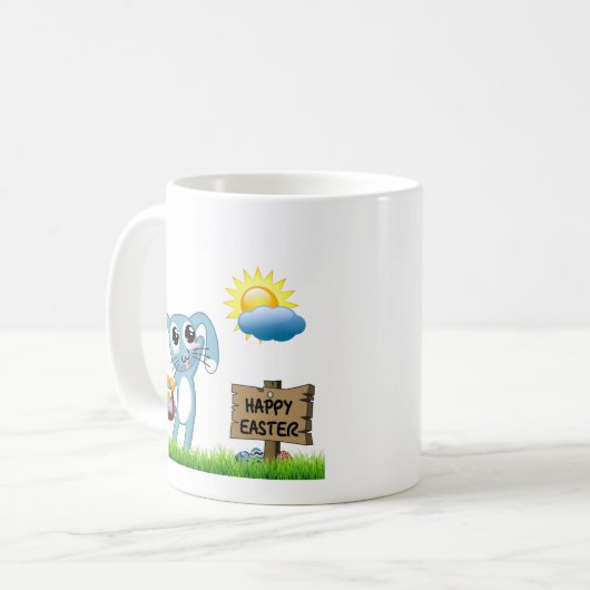 イースターバニーはハッピーイースターを願う コーヒーマグカップ (正面左)