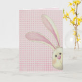 イースターバニーをギンガムで覗く カード (黄色い花)