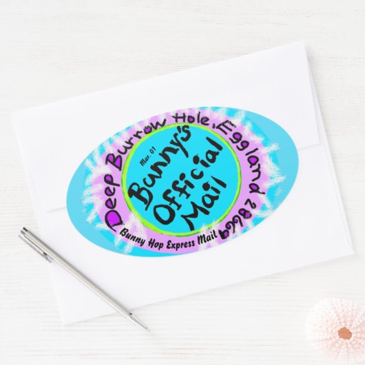 イースターバニーアドレス卵形の郵便切手 楕円形シール (封筒)