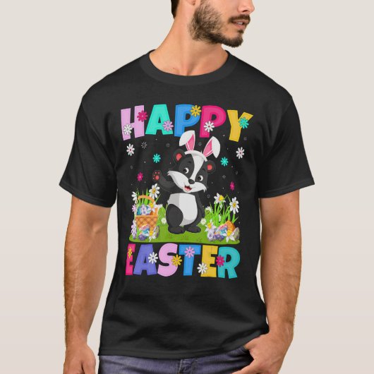 イースターバニーアナグマ イースターおめでとう アナグマ イースターの日曜日 Tシャツ (正面)