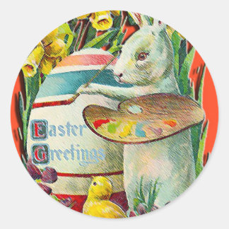 イースターバニーアーティストステッカー ラウンドシール