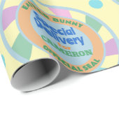 イースターバニーイエロー&ブルーからの名前をカスタムする ラッピングペーパー (ロールコーナー)