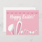 イースターバニーイヤーアンドフラワーズカスタム ポストカード (正面/裏面)