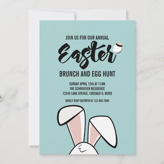 イースターバニーイヤーイースターブランチ卵狩り招待状 招待状 (正面)