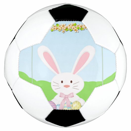 イースターバニーイラストレーション サッカーボール (正面)