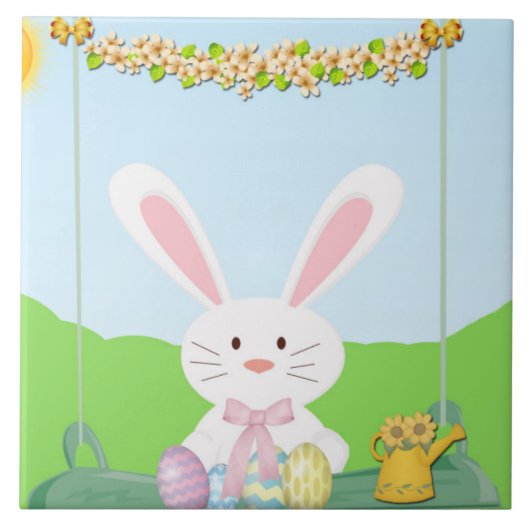イースターバニーイラストレーション タイル (正面)