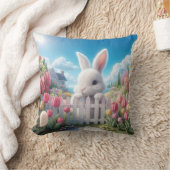 イースターバニーインア春園 クッション (ブランケット)