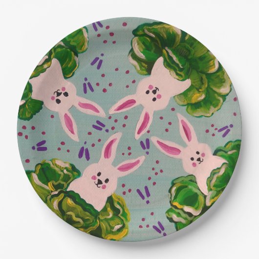 イースターバニーインキャベツプレート ペーパープレート (正面)
