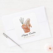 イースターバニーインフラワーポット スクエアシール (封筒)