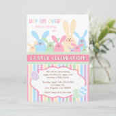 イースターバニーイースターお祝いパーティの招待状 招待状 (スタンド正面)