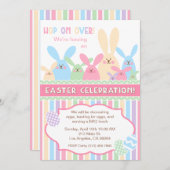 イースターバニーイースターお祝いパーティの招待状 招待状 (正面/裏面)