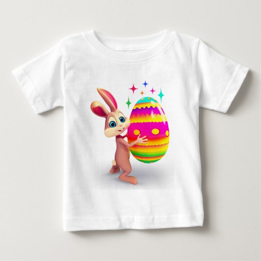 イースターバニーイースターエッグハッピーイースター卵狩りかわいい ベビーTシャツ (正面)