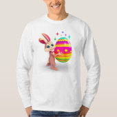 イースターバニーイースターエッグハッピーイースター卵狩りかわいい Tシャツ (正面)