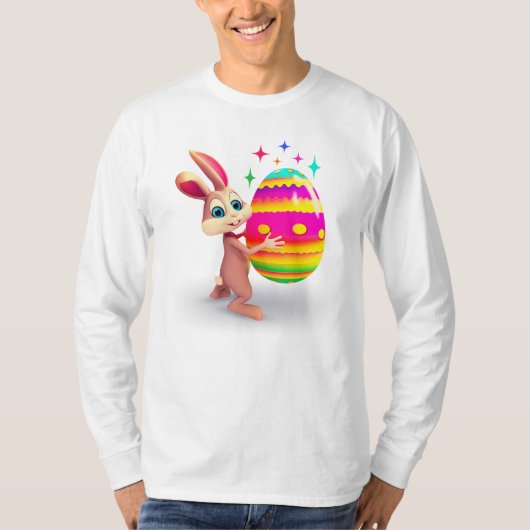 イースターバニーイースターエッグハッピーイースター卵狩りかわいい Tシャツ (正面)
