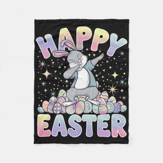 イースターバニーイースターエッグ フリースブランケット (正面)