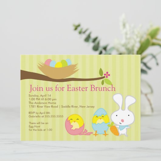 イースターバニーイースターブランチパーティの招待状 招待状 (スタンド正面)