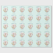 イースターバニーウォーターカラーライトグリーン名前をカスタムする ラッピングペーパー (フラット)