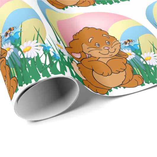 イースターバニーウサギとイースターエッグ ラッピングペーパー (ロールコーナー)