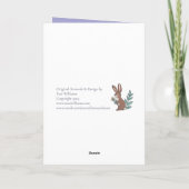 イースターバニーウサギの花の水色かわいい カード (裏面)