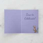 イースターバニーウサギの花の水色かわいい カード (内部)