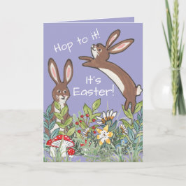 イースターバニーウサギの花の水色かわいい カード