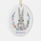 イースターバニーウサギウォーターカラーフローラパーソナライズされた セラミックオーナメント (右)