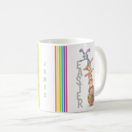 イースターバニーウサギパーソナライズされた卵 |休日 コーヒーマグカップ (正面右)