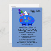 イースターバニーエッグカー#2招待状はがき インビテーションポストカード (正面/裏面)