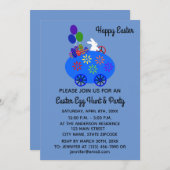 イースターバニーエッグカー#3-2招待状カード セーブザデート (正面/裏面)