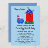 イースターバニーエッグカー#4-2招待状カード セーブザデート (正面/裏面)