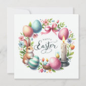 イースターバニーエッグキャンドルイラストレーション シーズンカード (正面)