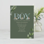 イースターバニーエッググリーンボーイベビーシャワー 招待状 (スタンド正面)