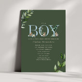 イースターバニーエッググリーンボーイベビーシャワー 招待状
