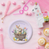 イースターバニーエッグバスケット春チューリップ ペーパープレート (パーティー)