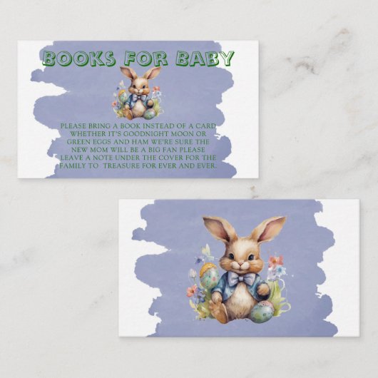 イースターバニーエッグフローラブックスベビー エンクロージャーカード (正面/裏面)