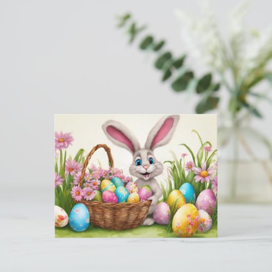 イースターバニーエッグ狩りイン春フラワーガーデン シーズンポストカード (スタンド正面)