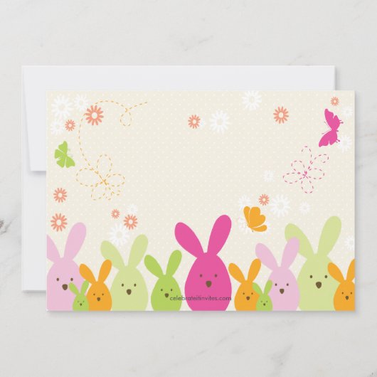 イースターバニーエッグ狩りイースターパーティの招待状 招待状 (裏面)