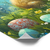 イースターバニーエッグ狩りウサギ ポスター (角)