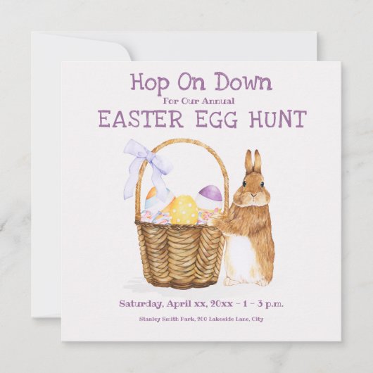 イースターバニーエッグ狩りパーティの招待状 招待状 (正面)