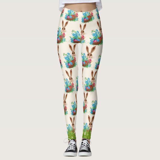 イースターバニーエッグ狩りパーティーパンツ女子 レギンス (正面)