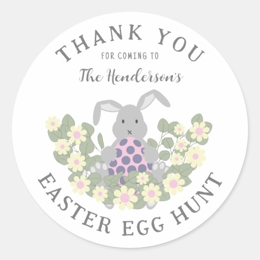 イースターバニーエッグ狩り春フローラありがとう ラウンドシール (正面)