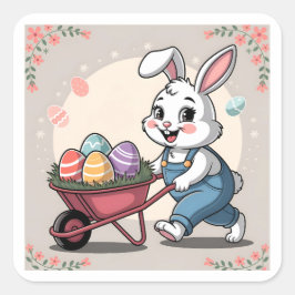 イースターバニーエッグ&ホイールバロー スクエアシール