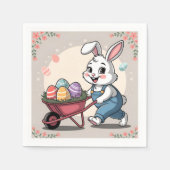 イースターバニーエッグ&ホイールバロー スタンダードカクテルナプキン (正面)