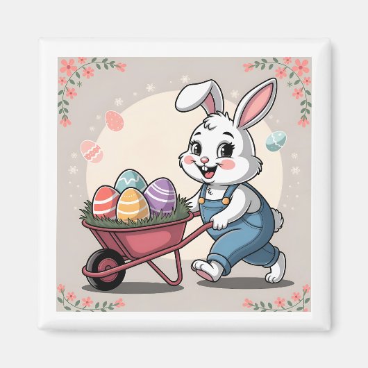 イースターバニーエッグ&ホイールバロー マグネット (正面)