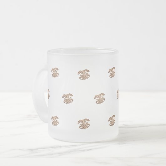 イースターバニーエレガント金ゴールドルックパターン フロストグラスマグカップ (正面左)