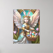 イースターバニーエンジェルの衣装を着た少女 キャンバスプリント (正面)